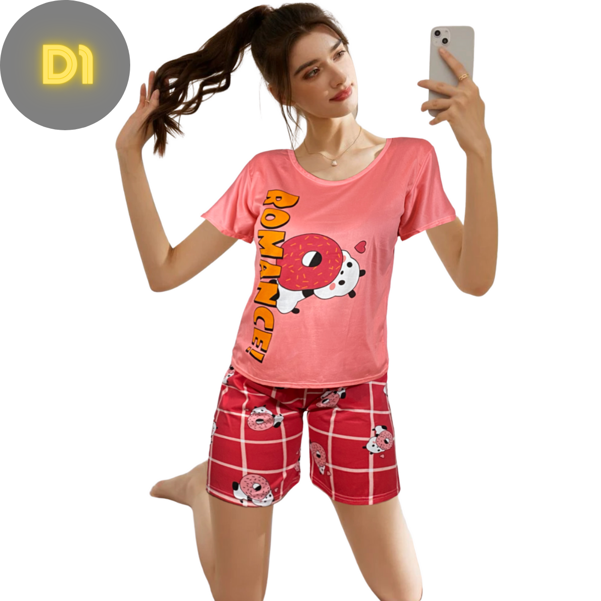 Conjunto Pijama Dama 2 Pzas Mujer de Short y Playera PIJ-051