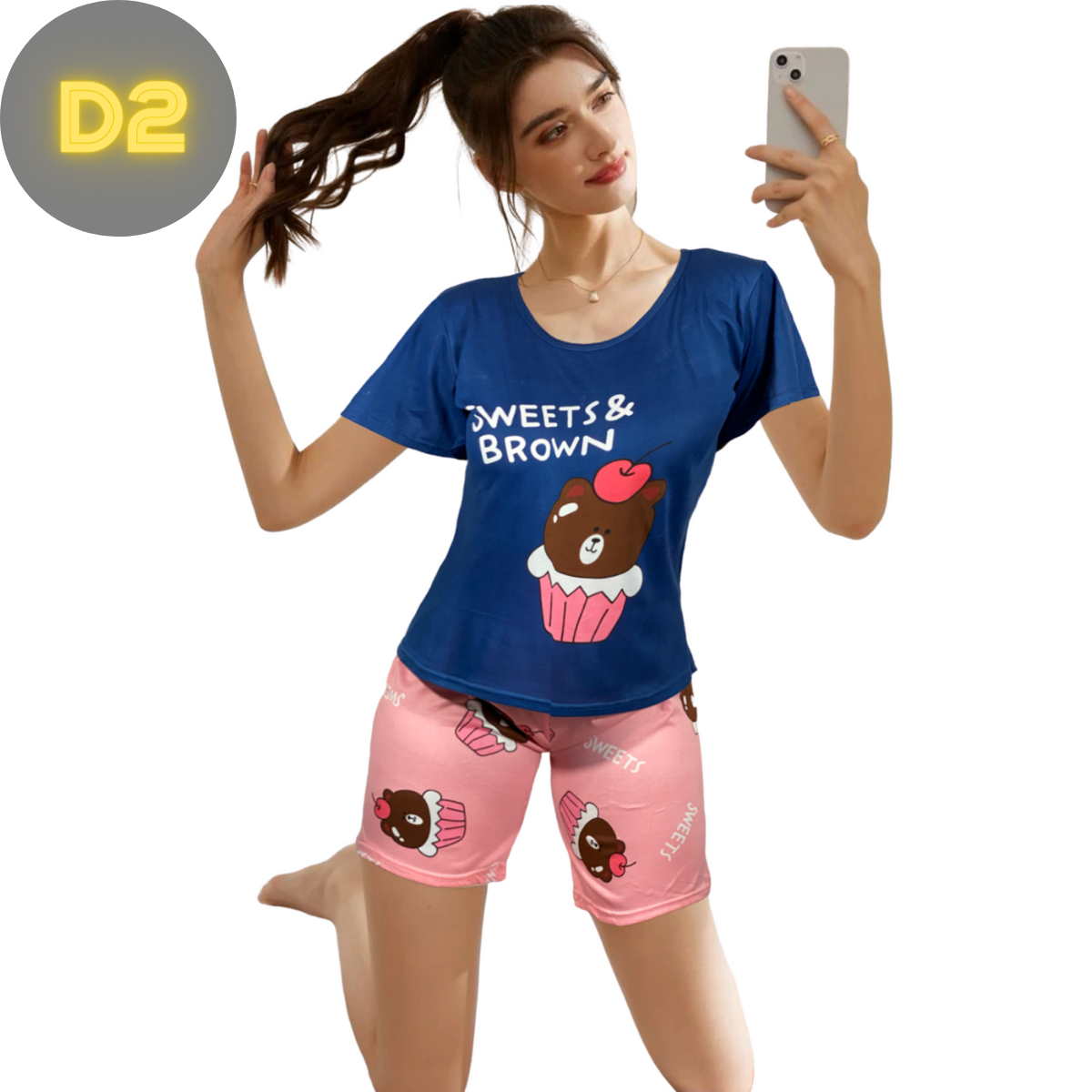 Conjunto Pijama Dama 2 Pzas Mujer de Short y Playera PIJ-051