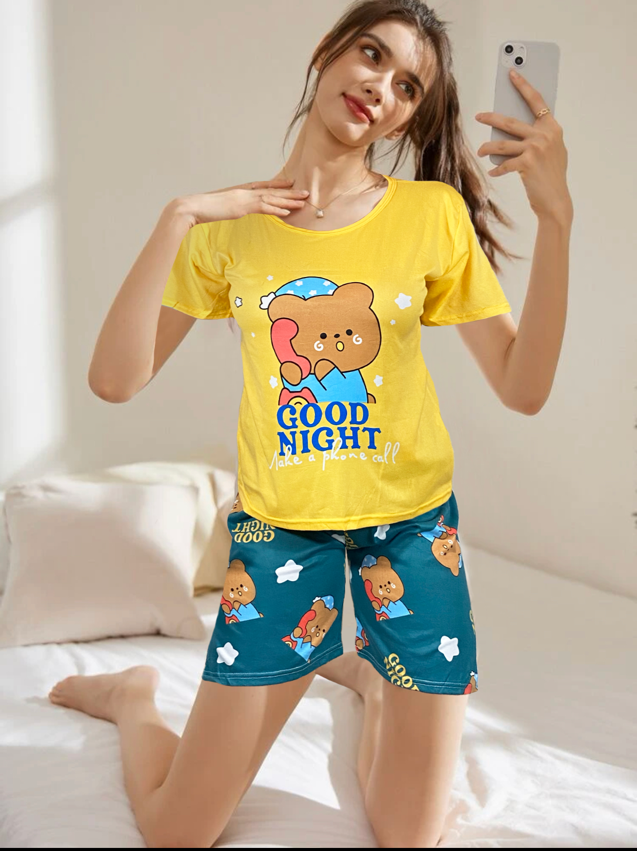 Conjunto Pijama Dama 2 Pzas Mujer de Short y Playera PIJ-051