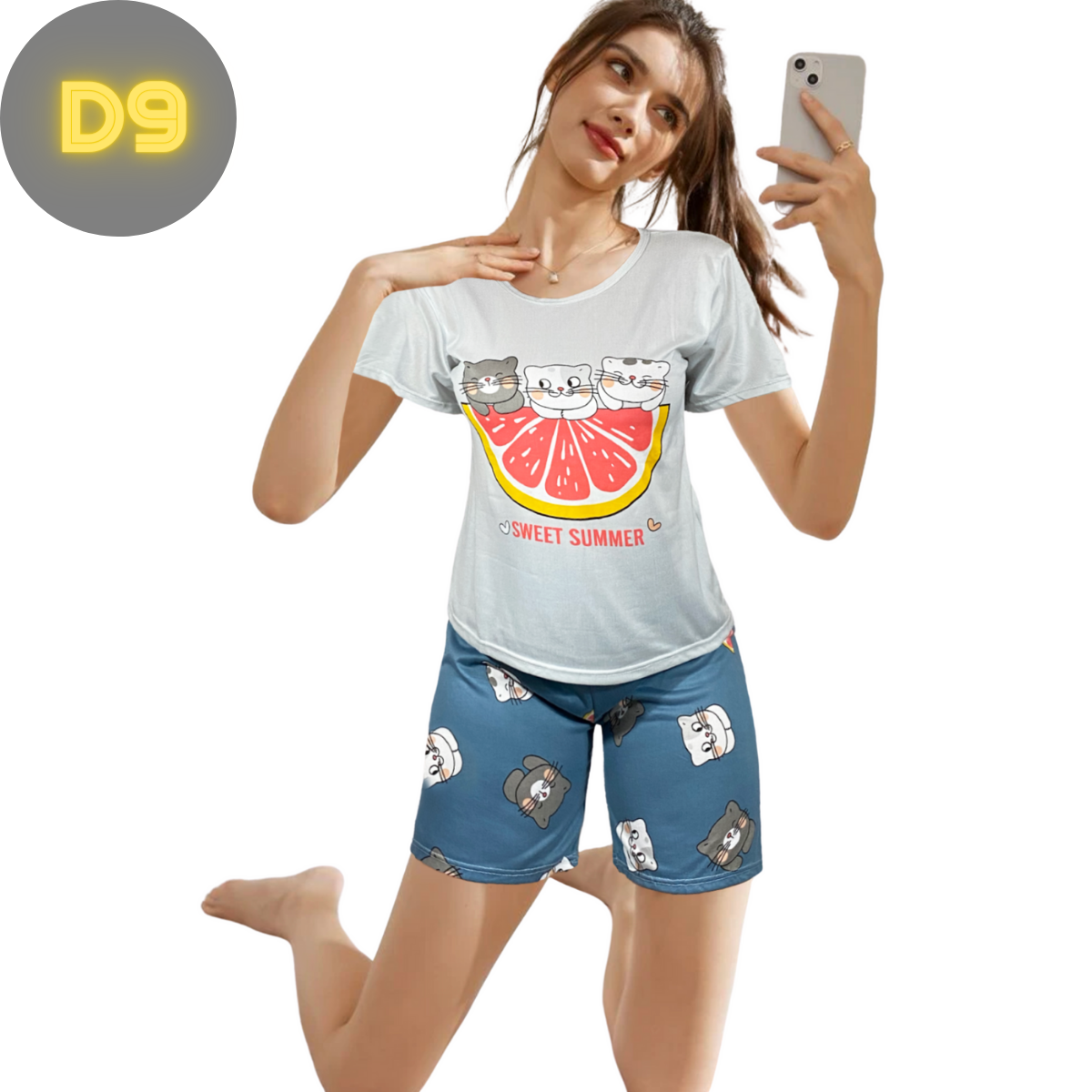 Conjunto Pijama Dama 2 Pzas Mujer de Short y Playera PIJ-051