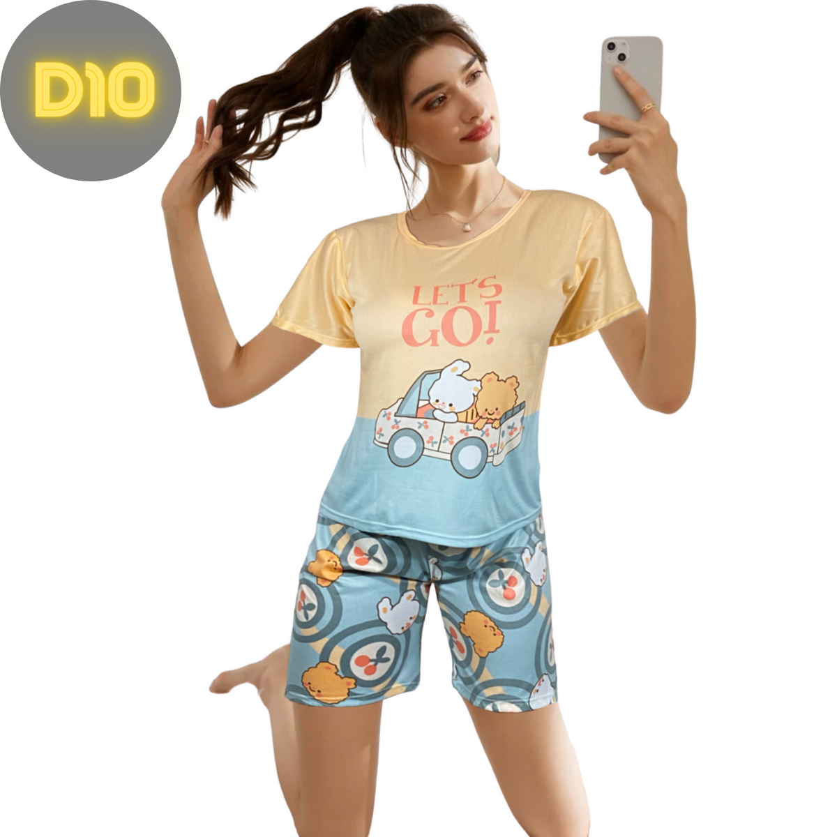 Conjunto Pijama Dama 2 Pzas Mujer de Short y Playera PIJ-051