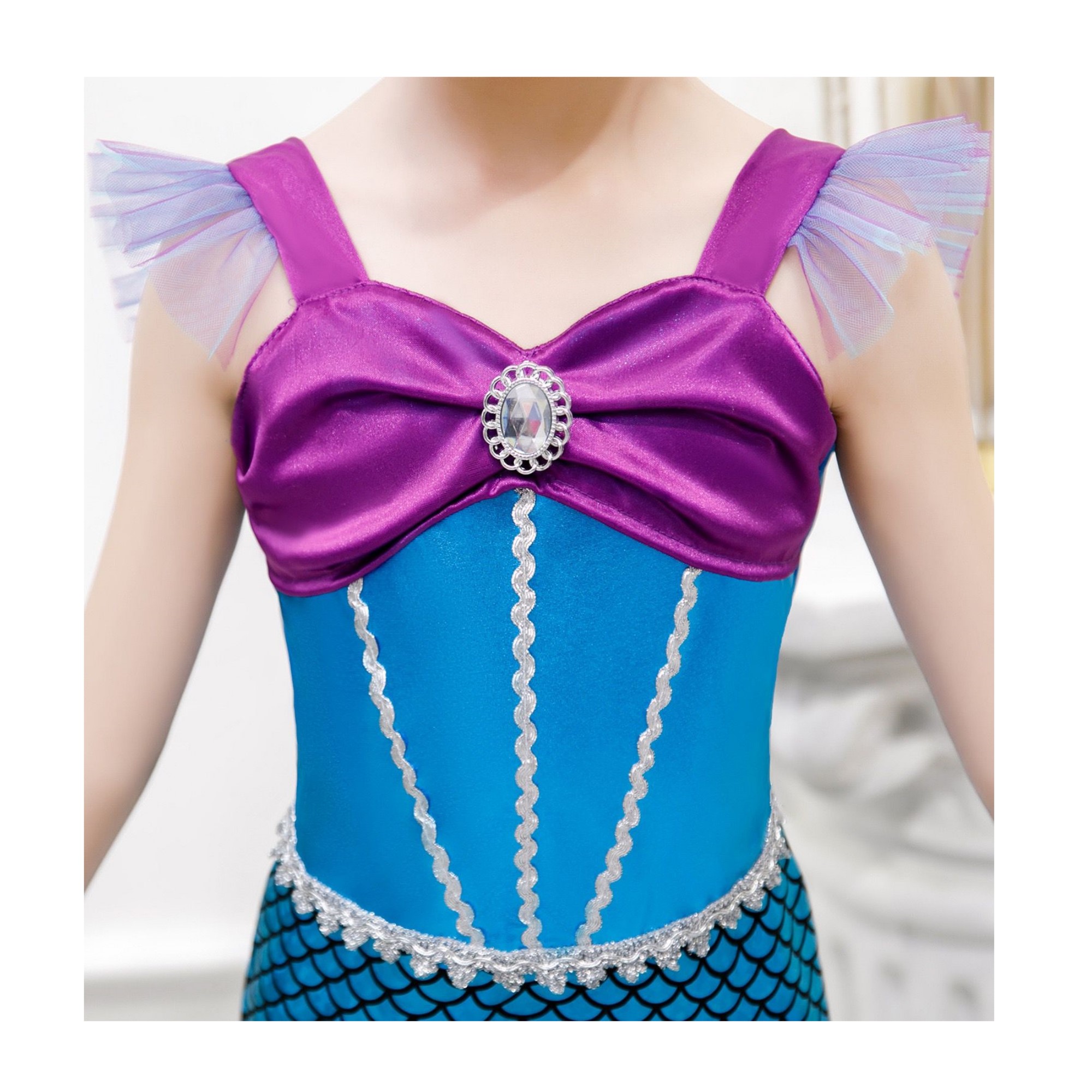 Disfraz Sirena Para Niñas Vestido Princesa Con Diadema 