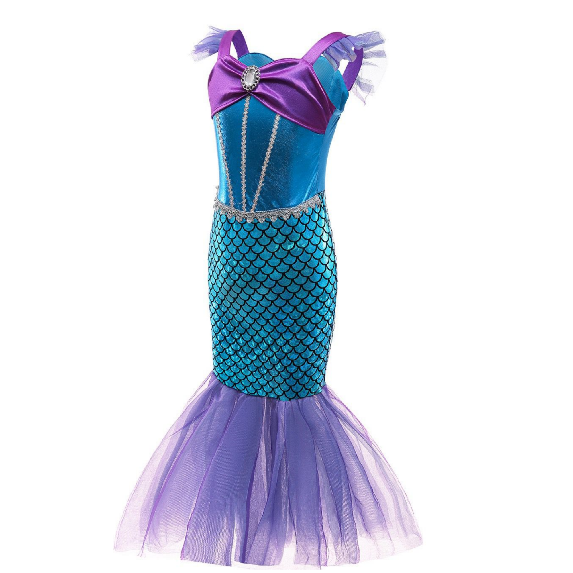 Disfraz Sirena Para Niñas Vestido Princesa Con Diadema 