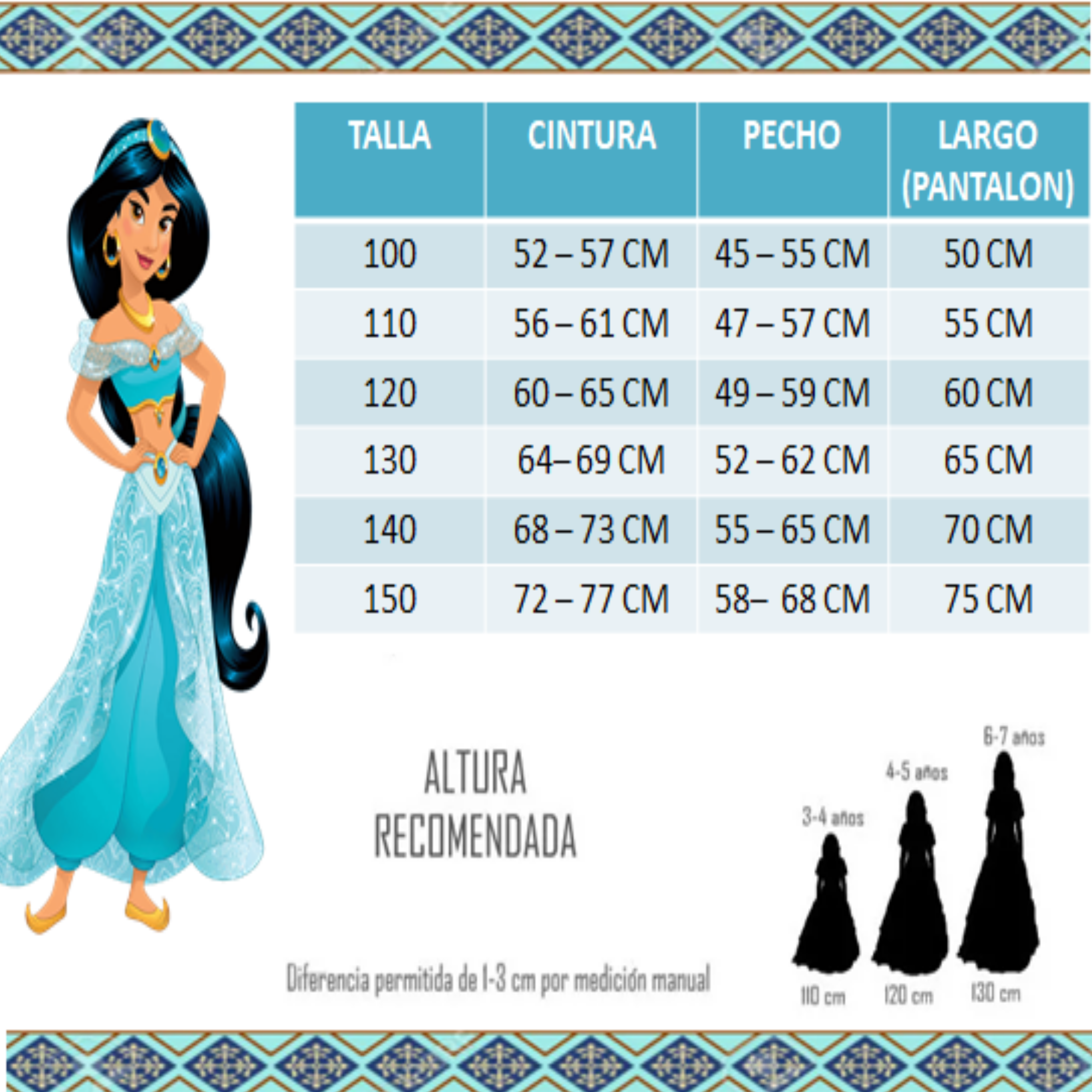 Disfraz de Princesa Jasmine con Lentejuelas