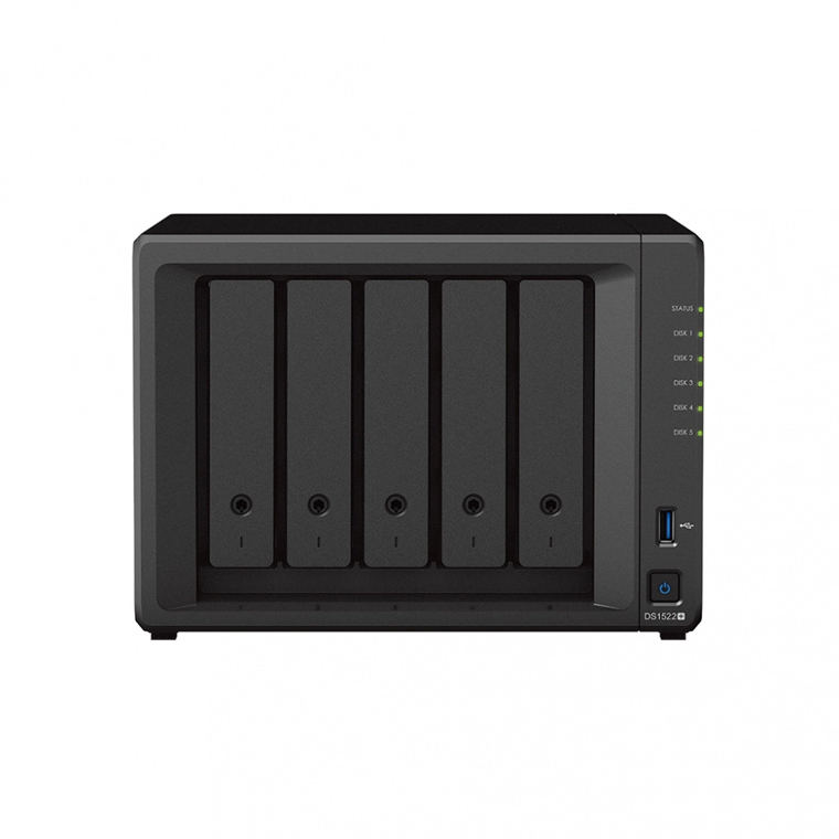 Synology DiskStation DS1522 NAS de 5 Bahías, AMD Ryzen R1600 2.60GHz, SATA, Negro - no Incluye Discos Duros
