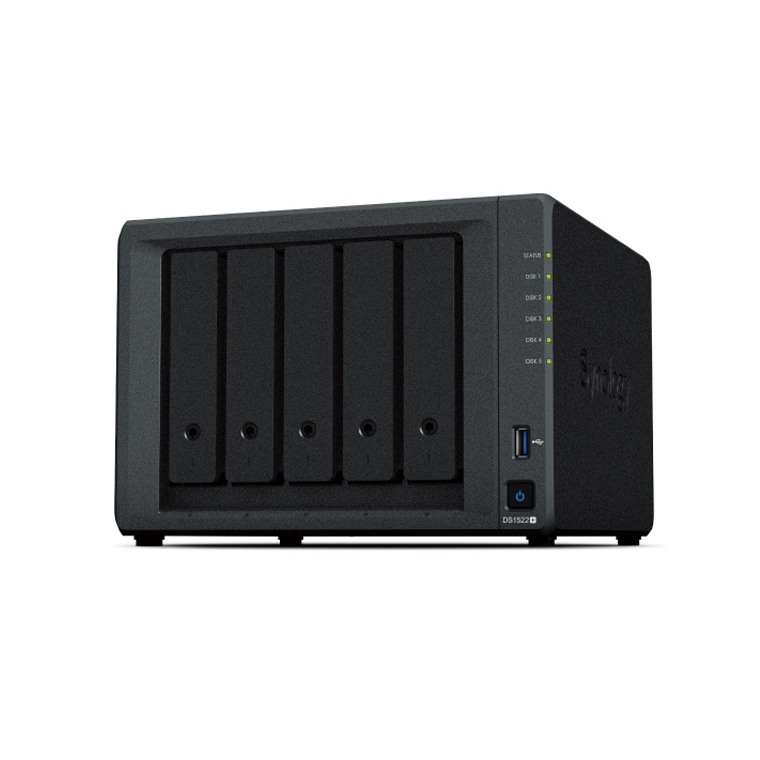 Synology DiskStation DS1522 NAS de 5 Bahías, AMD Ryzen R1600 2.60GHz, SATA, Negro - no Incluye Discos Duros