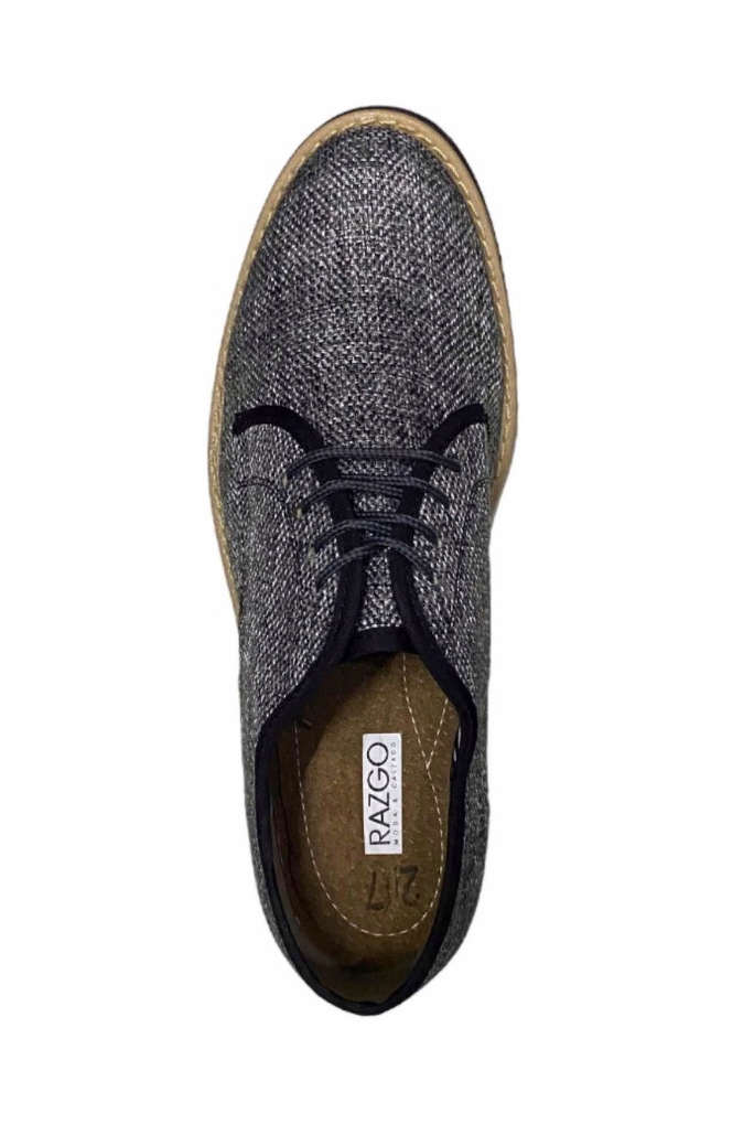 Zapatos Casuales Para Hombre RAZGO de Lino Color Gris Estilo Derby