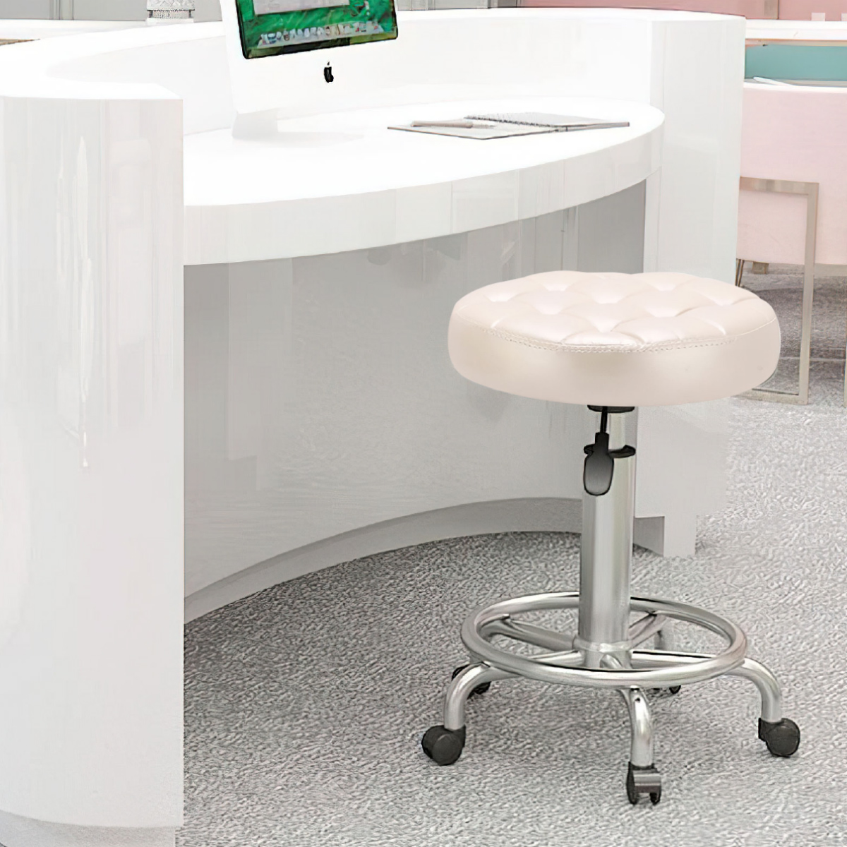 2 Sillas de bar taburete celosía redondo ajustable con ruedas