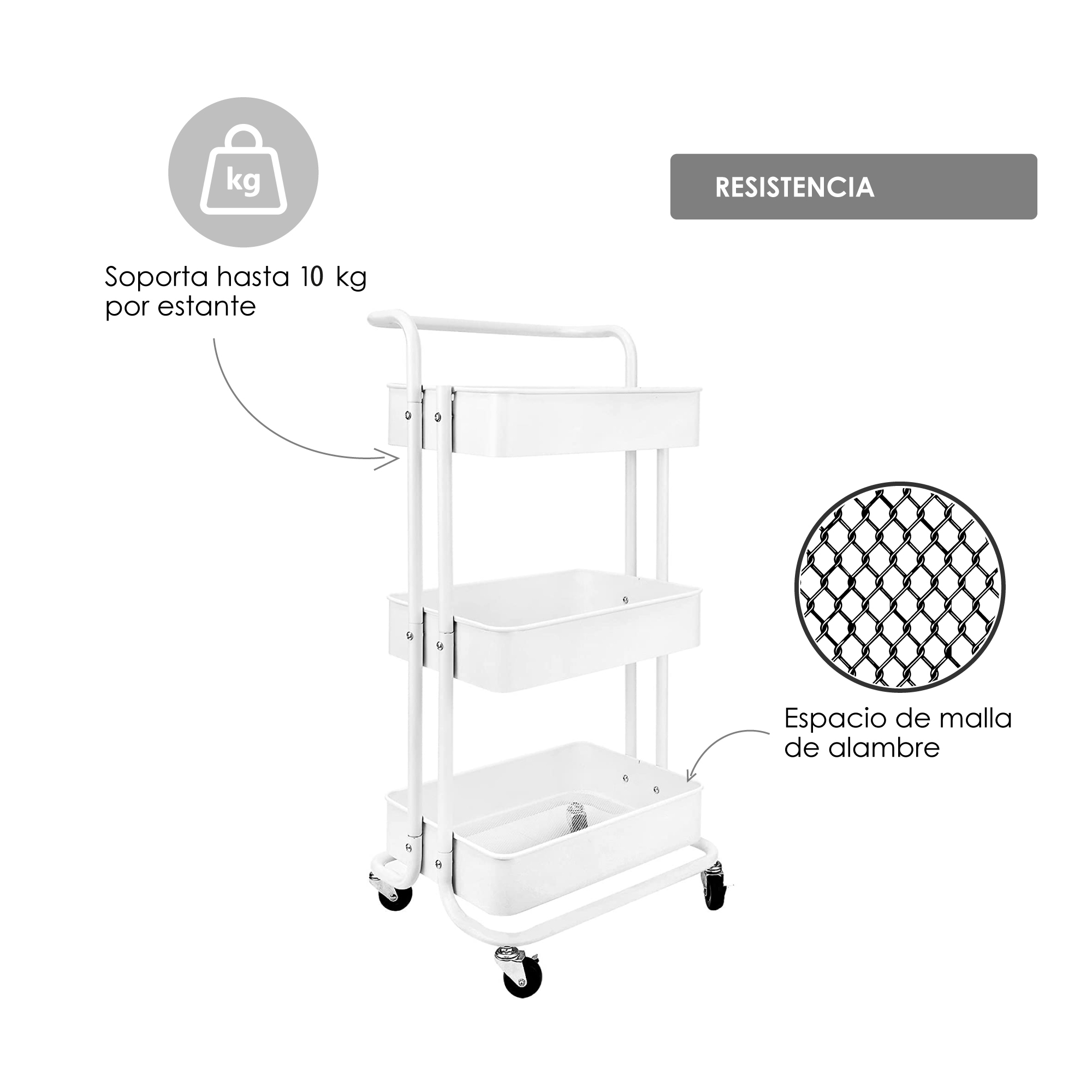 Carrito De Almacenamiento Organizador Con Ruedas Multiusos