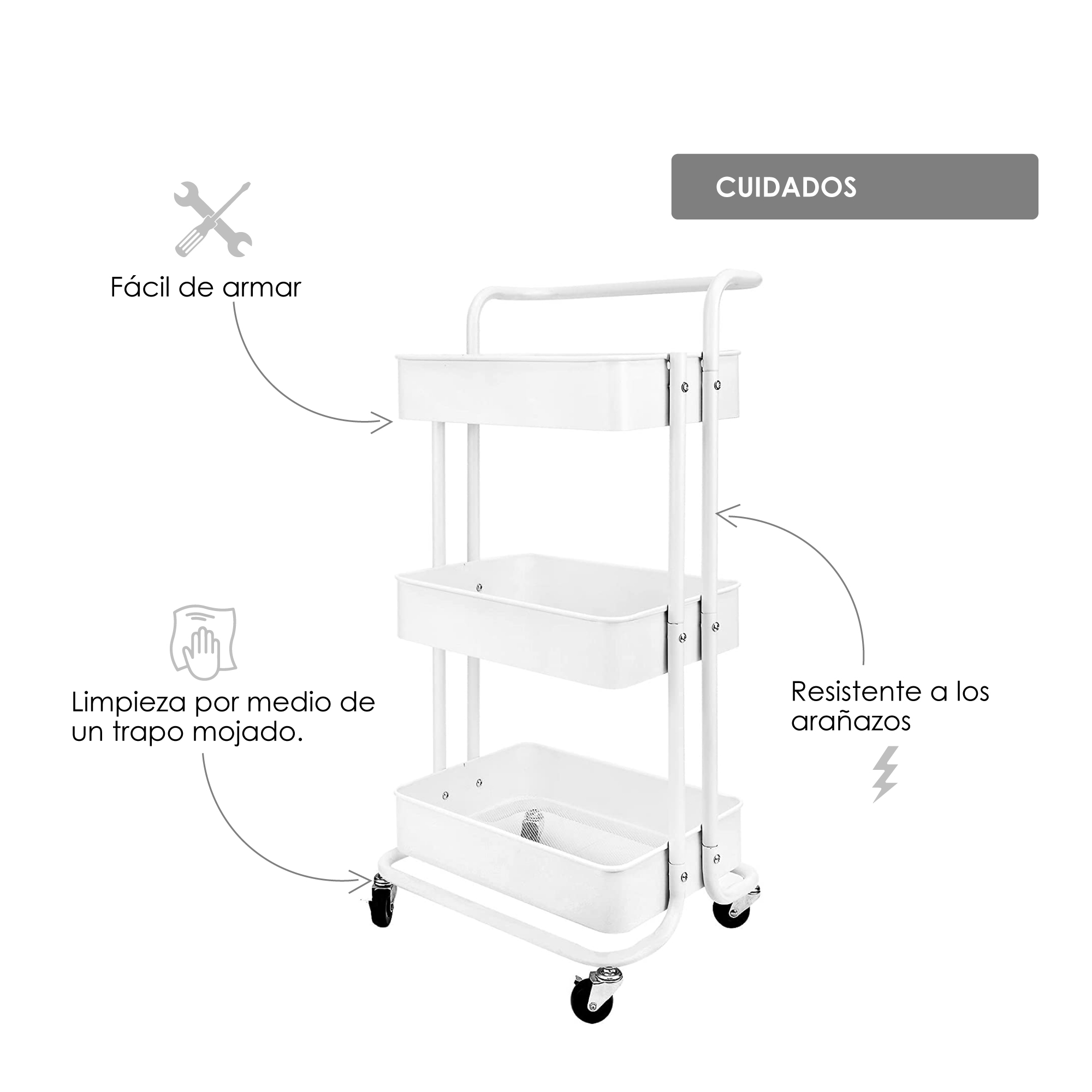Carrito De Almacenamiento Organizador Con Ruedas Multiusos