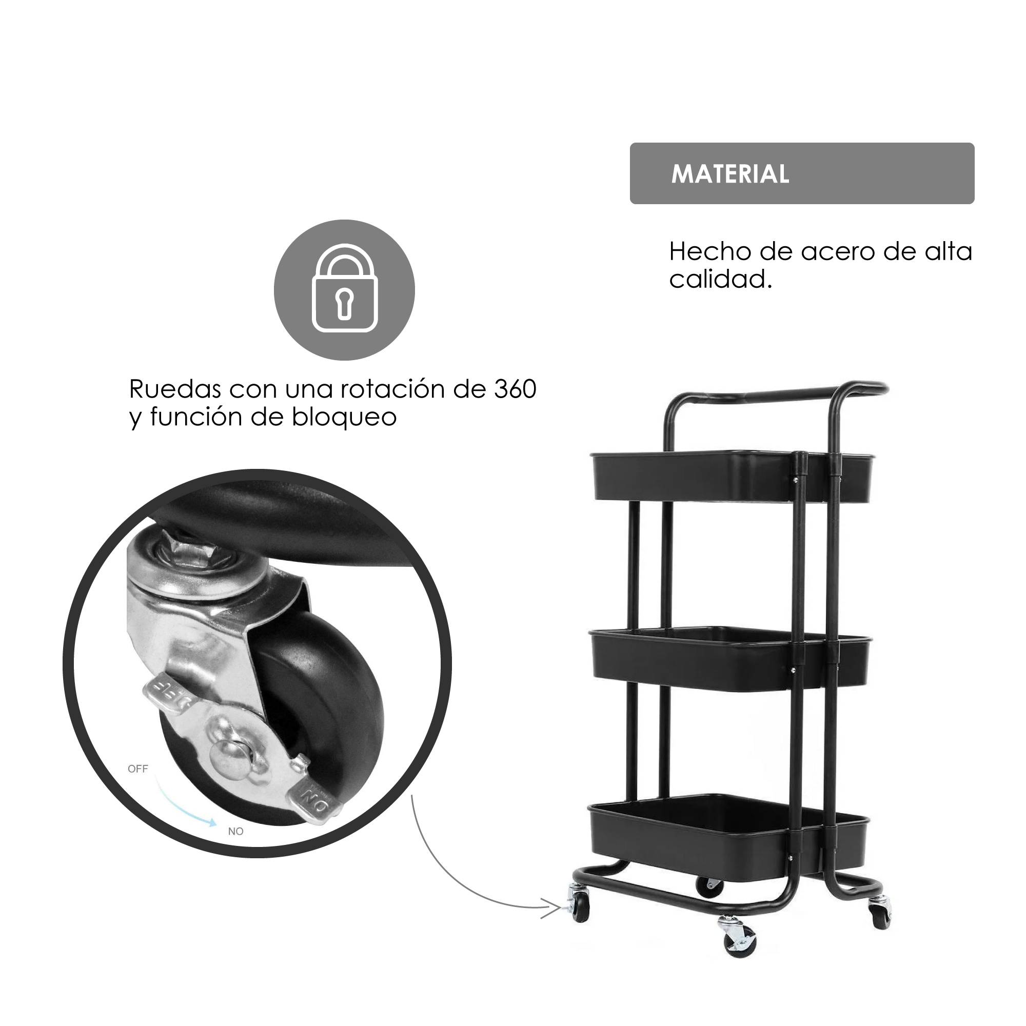 Carrito De Almacenamiento Organizador Con Ruedas Multiusos