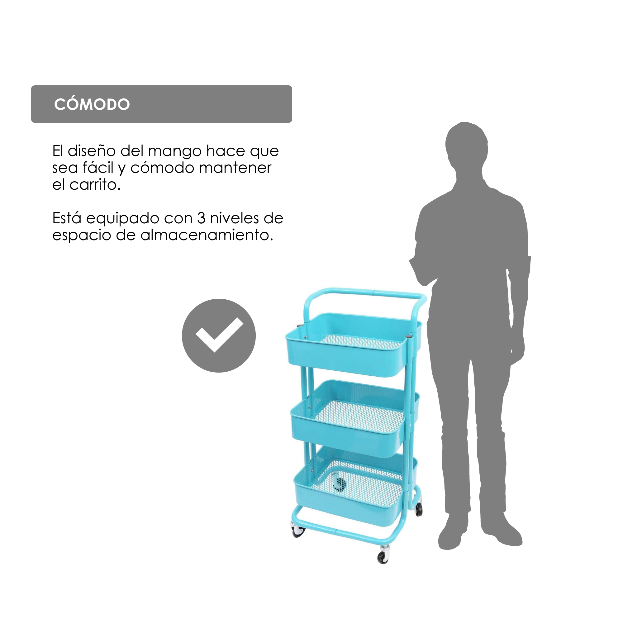 Carrito De Almacenamiento Organizador Con Ruedas Multiusos