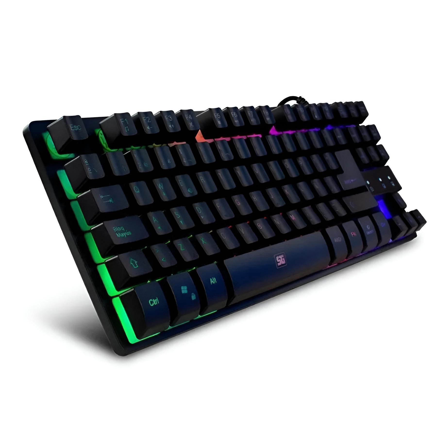 Teclado gamer Vorago KB-503 QWERTY español España color negro con luz RGB