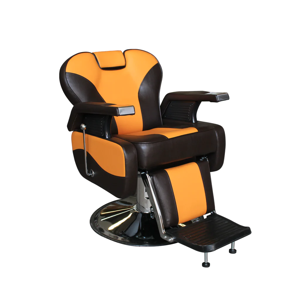  Sillon de Barberia Premium Roma Cafe con Amarillo