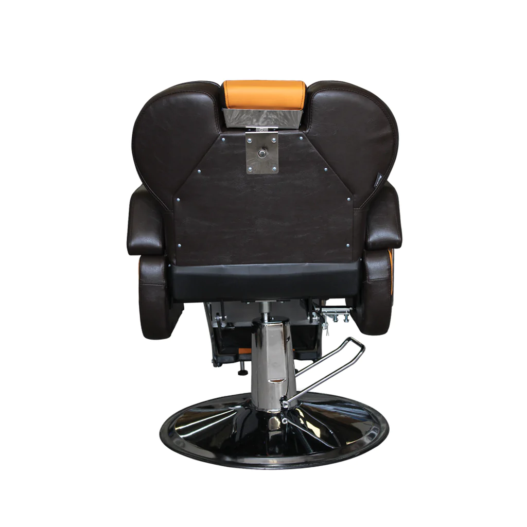  Sillon de Barberia Premium Roma Cafe con Amarillo