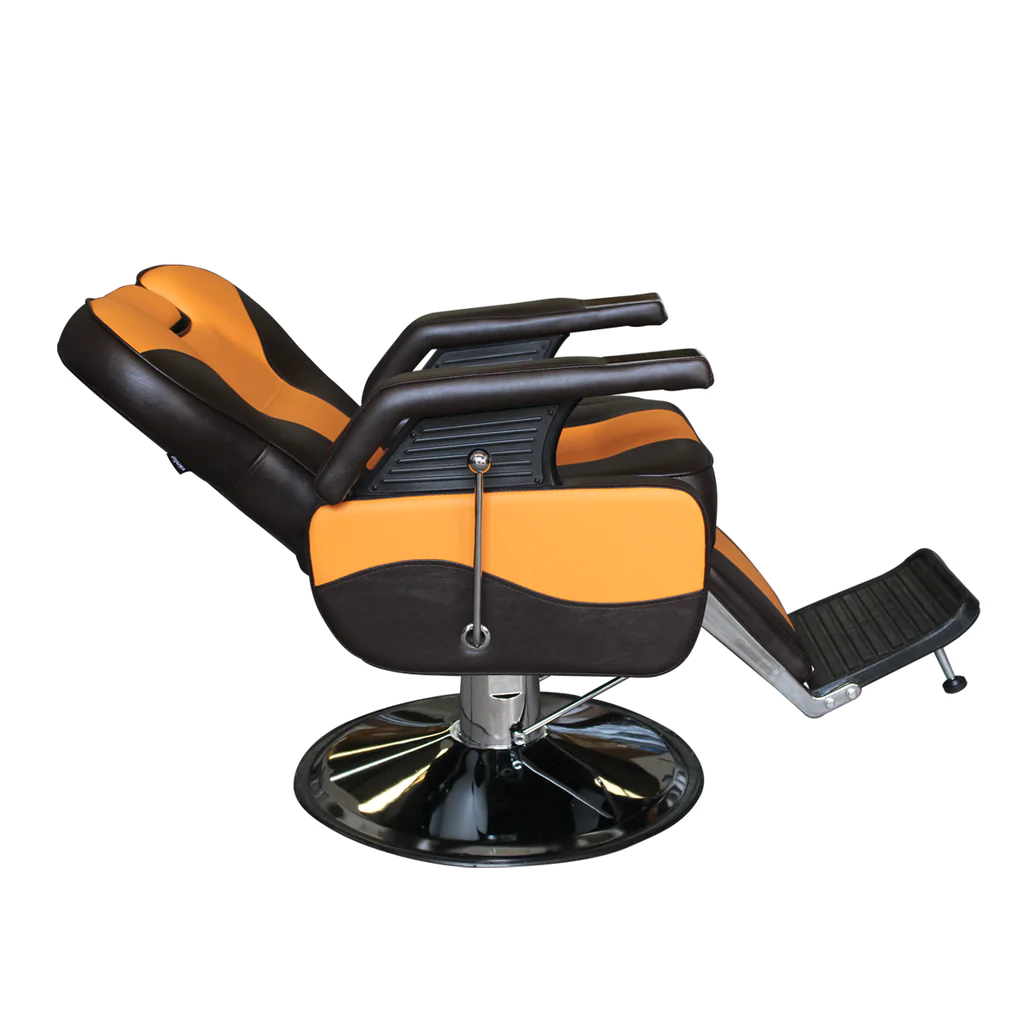  Sillon de Barberia Premium Roma Cafe con Amarillo