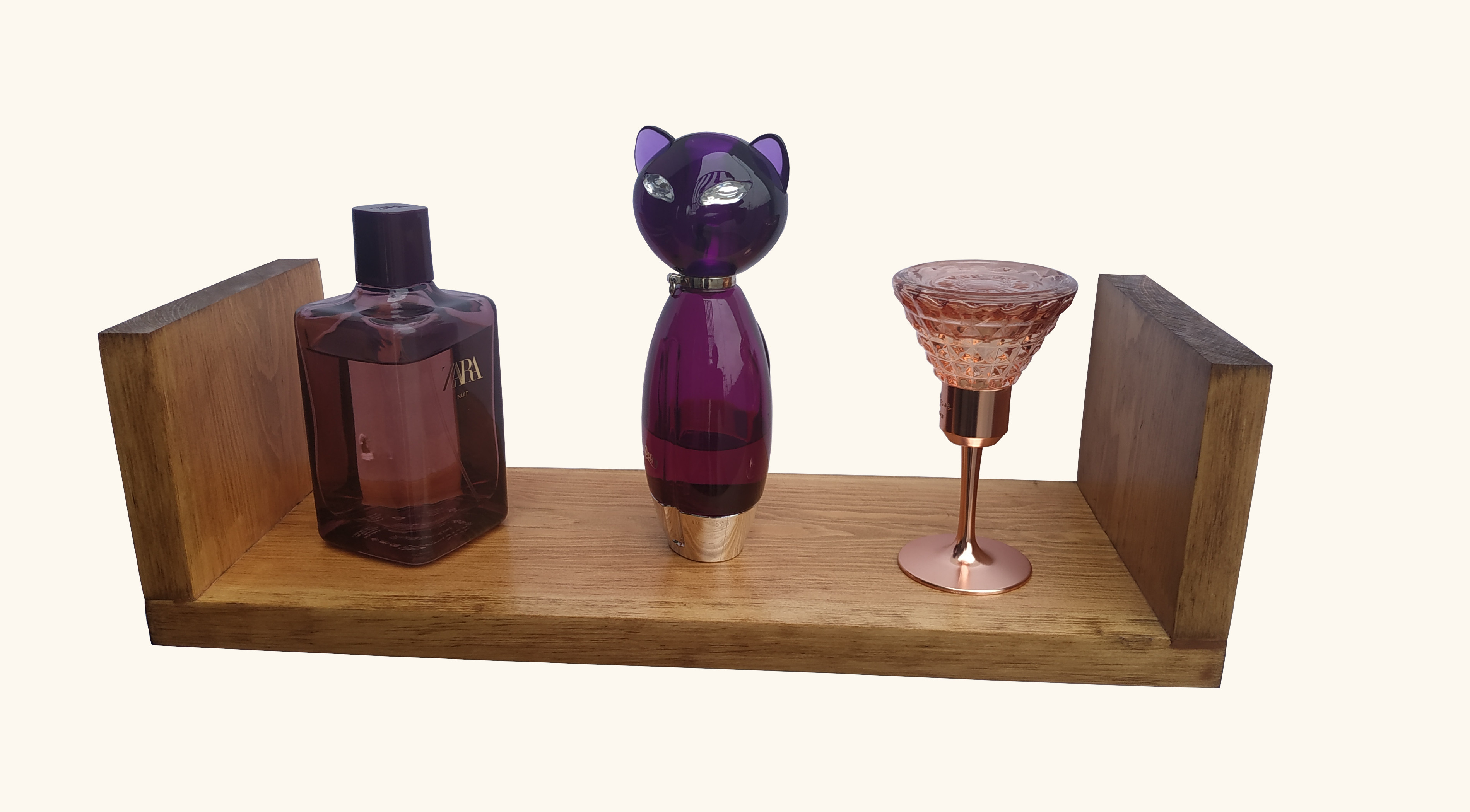 Brico, Juego de Tres Repisas Flotantes de Madera Natural Solida de Pino en Forma U, Color Early American