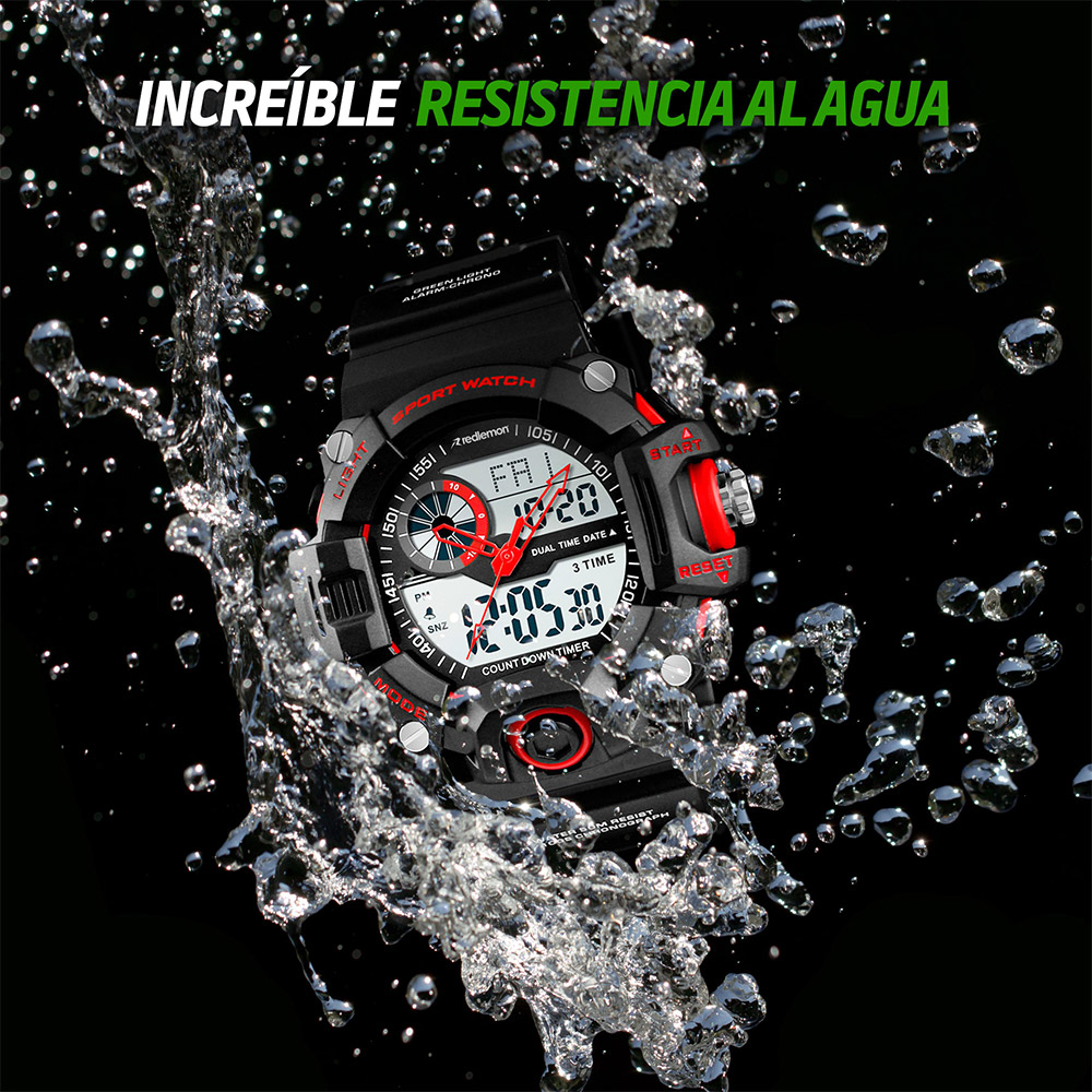 Redlemon Reloj Digital y Análogo Sport Contra Agua 1331 Cronómetro Alarma