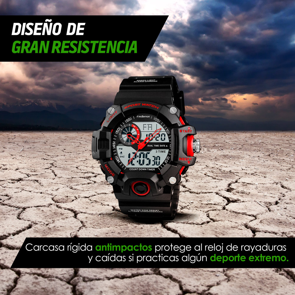 Redlemon Reloj Digital y Análogo Sport Contra Agua 1331 Cronómetro Alarma
