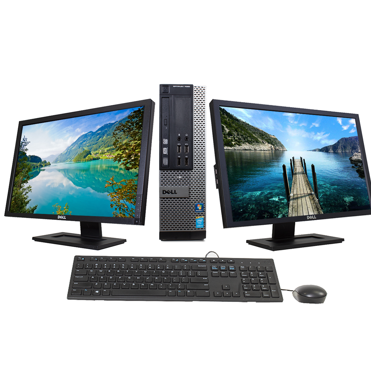 Equipo de Cómputo Completo DELL SFF i5 4ta Generación 16GB de RAM 2TB HDD Doble Monitor 22" (Reacondicionado) 