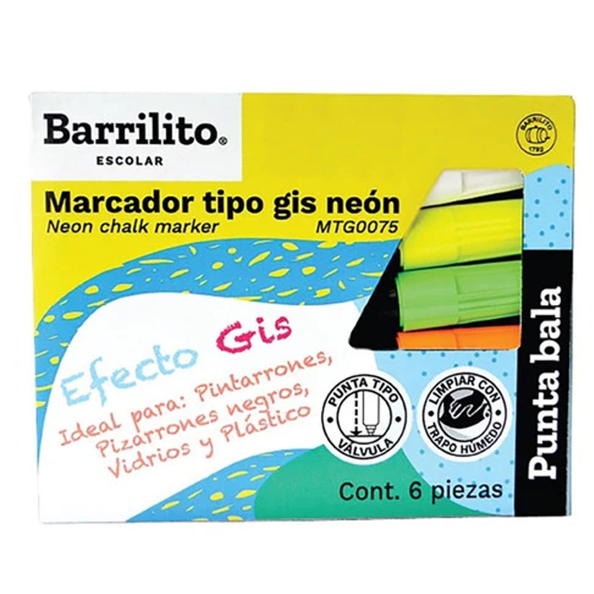 Marcadores P Vidrio Cristal Pizarron Negro Tiza Liquida Neon