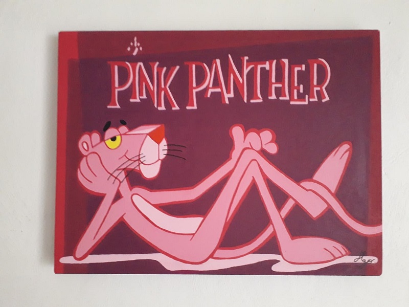 Cuadro decorativo pintado a mano Galería Oneris PANTERA ROSA PINK