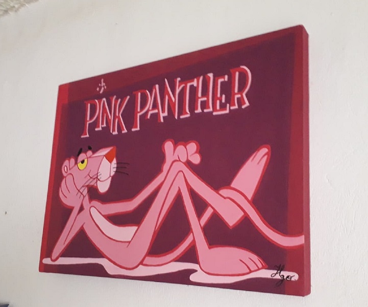 Cuadro decorativo pintado a mano Galería Oneris PANTERA ROSA PINK PANTER 90x60