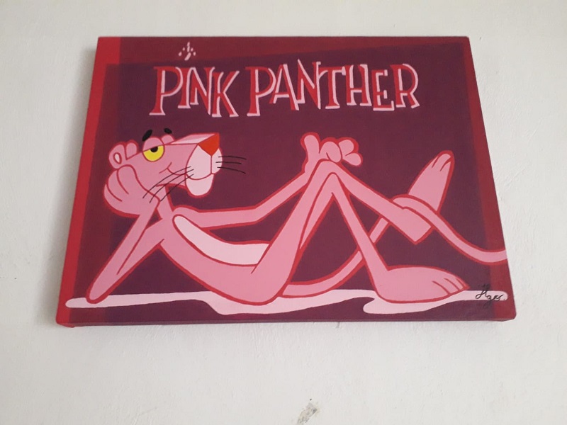 Cuadro decorativo pintado a mano Galería Oneris PANTERA ROSA PINK PANTER 90x60