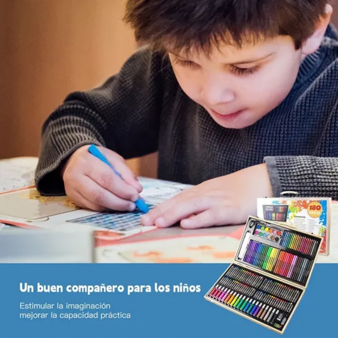 Kit De Lápices De Dibujo Marcadores Plumones Punta 180 Pcs