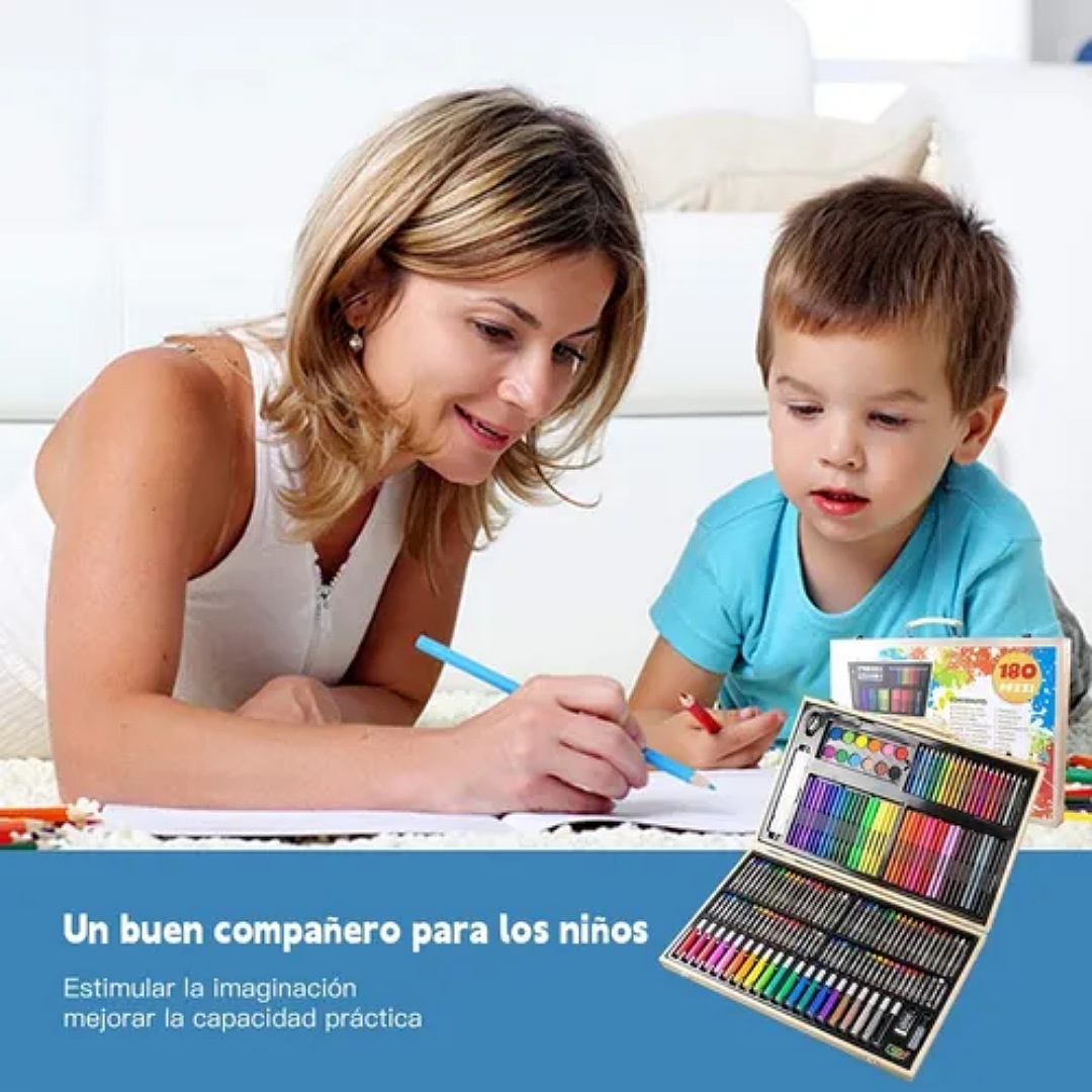 Kit De Lápices De Dibujo Marcadores Plumones Punta 180 Pcs