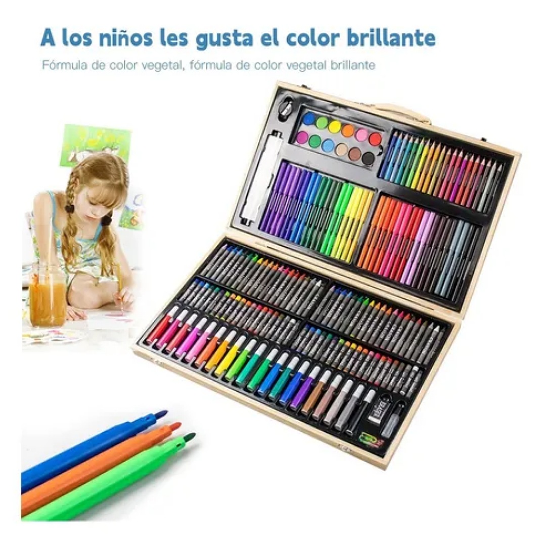 Kit De Lápices De Dibujo Marcadores Plumones Punta 180 Pcs