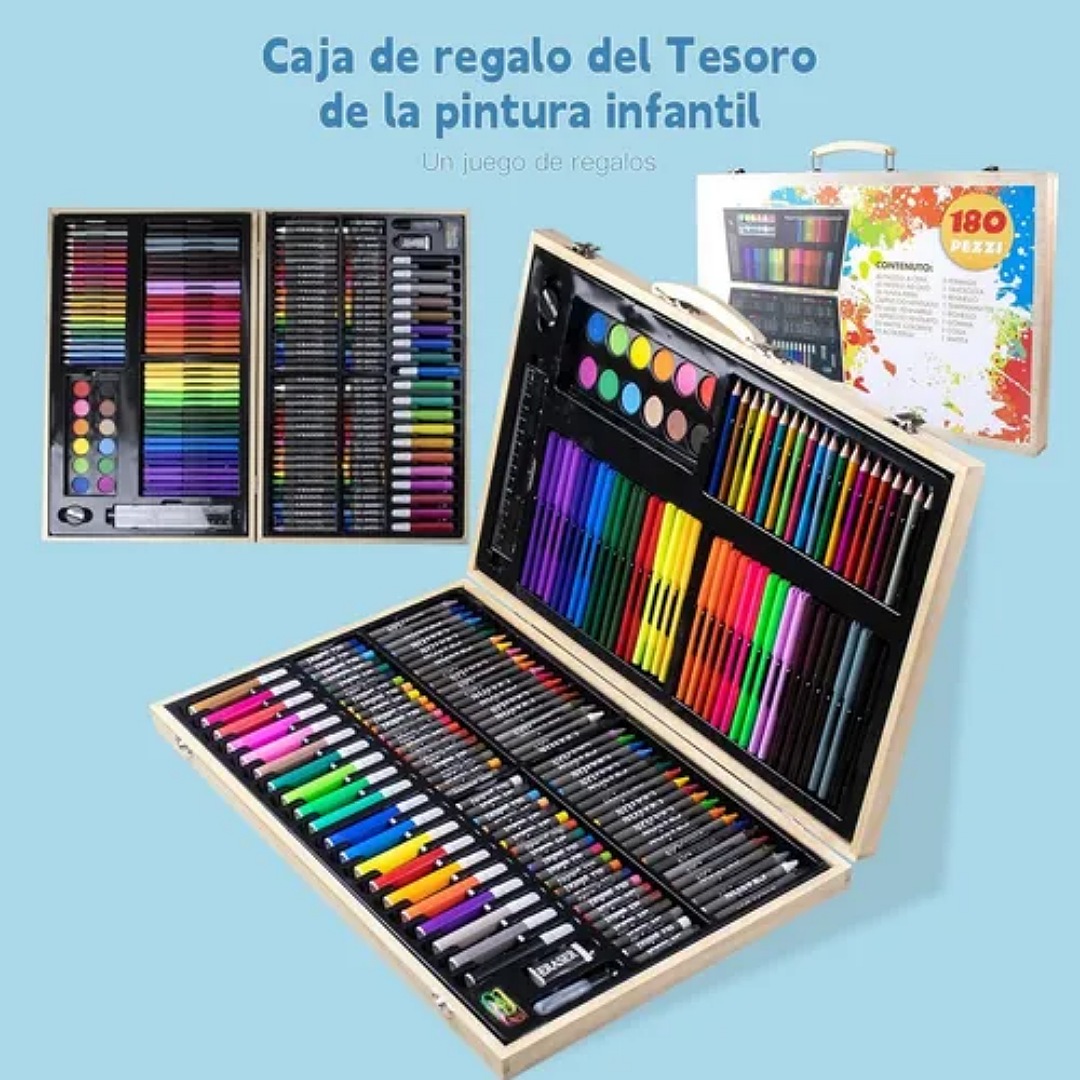Kit De Dibujo Arte Acuarelas Marcadores Colores X 180 Pcs
