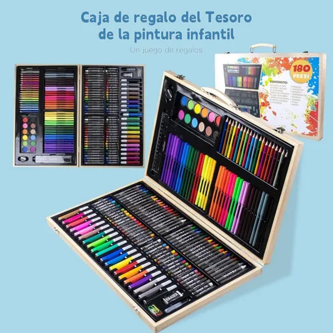 Kit De Lápices De Dibujo Marcadores Plumones Punta 180 Pcs