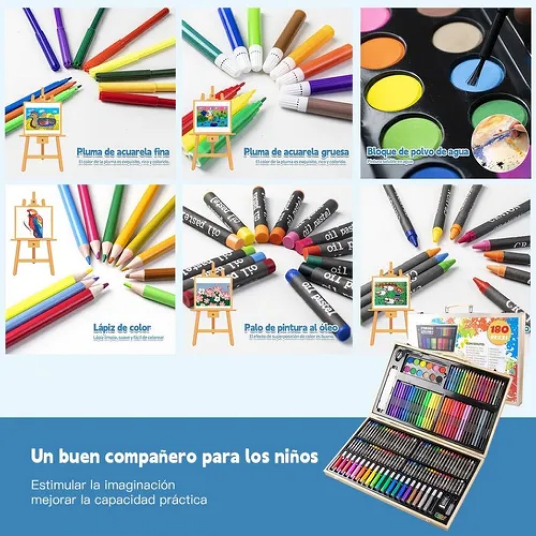 Kit De Lápices De Dibujo Marcadores Plumones Punta 180 Pcs