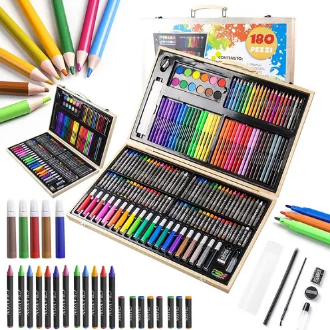 Kit De Lápices De Dibujo Marcadores Plumones Punta 180 Pcs