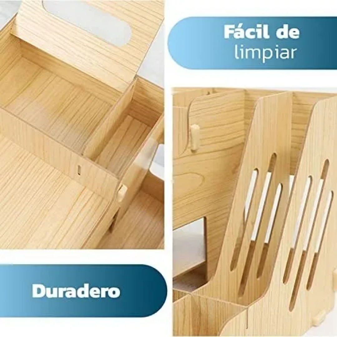 Organizador De Escritorio Para Oficina Hogar Armable Madera