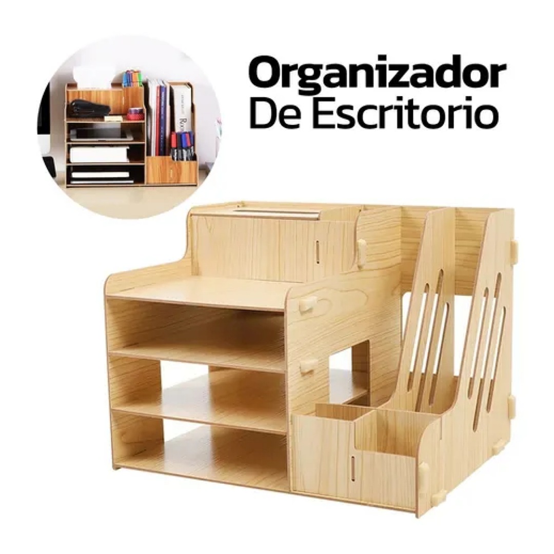 Organizador De Escritorio Para Oficina Hogar Armable Madera