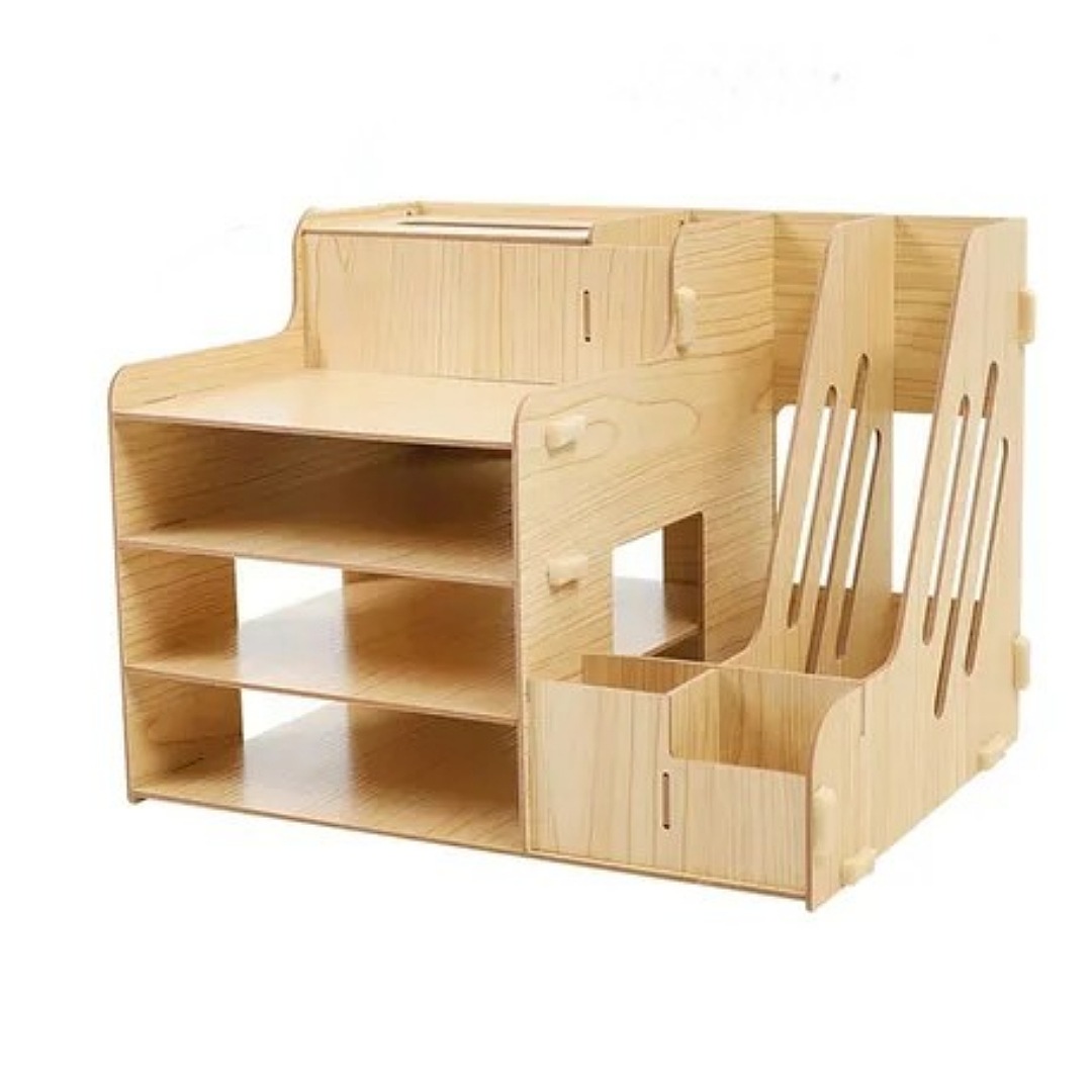 Organizador De Escritorio Para Oficina Hogar Armable Madera