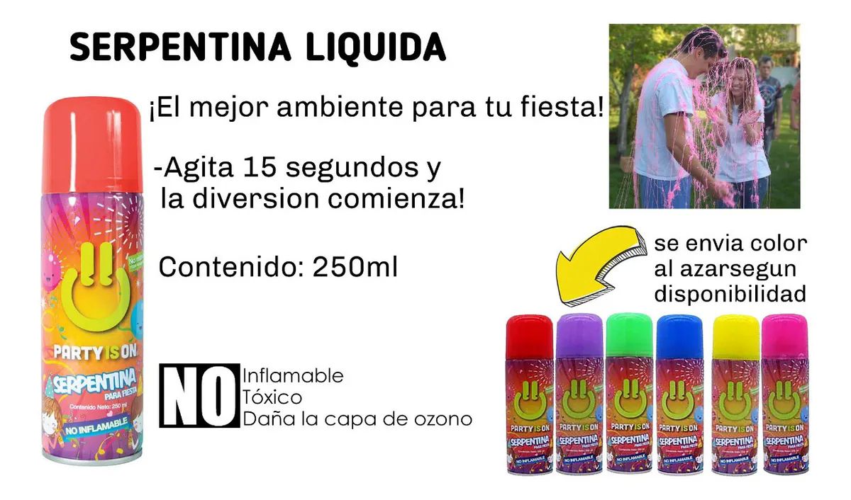Serpentina Mayoreo Liquida Lanzador Fiesta Halloween Navidad