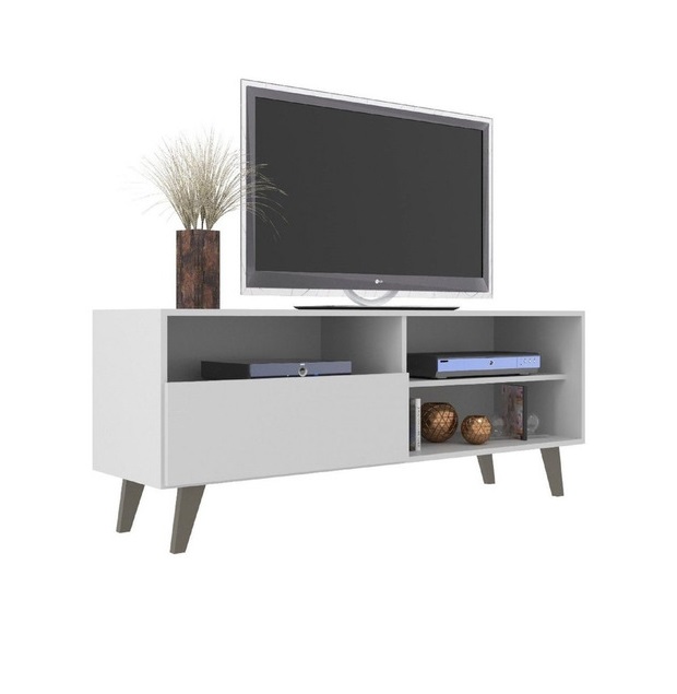 Rack Mueble Tv 55 Modelo Brasil Estilo Vintage Minimalista Blanco