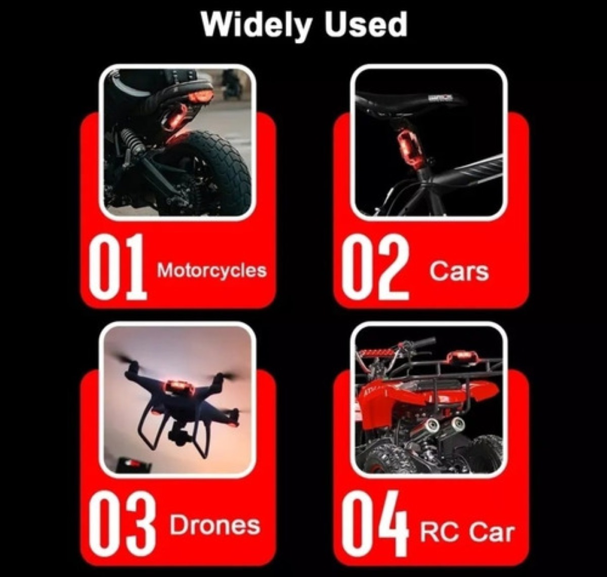 Faro Led Trasero Estrobo Malubero, Funciones Fija Moto Bici Auto Usb