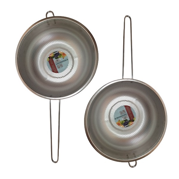 Juego de 2 Piezas Colador Escurridor de Acero Inoxidable Microperforado Diámetro 25.5cm 