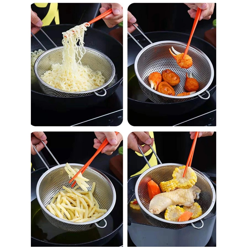 Juego de 2 Piezas Colador Escurridor de Acero Inoxidable Microperforado Diámetro 25.5cm 