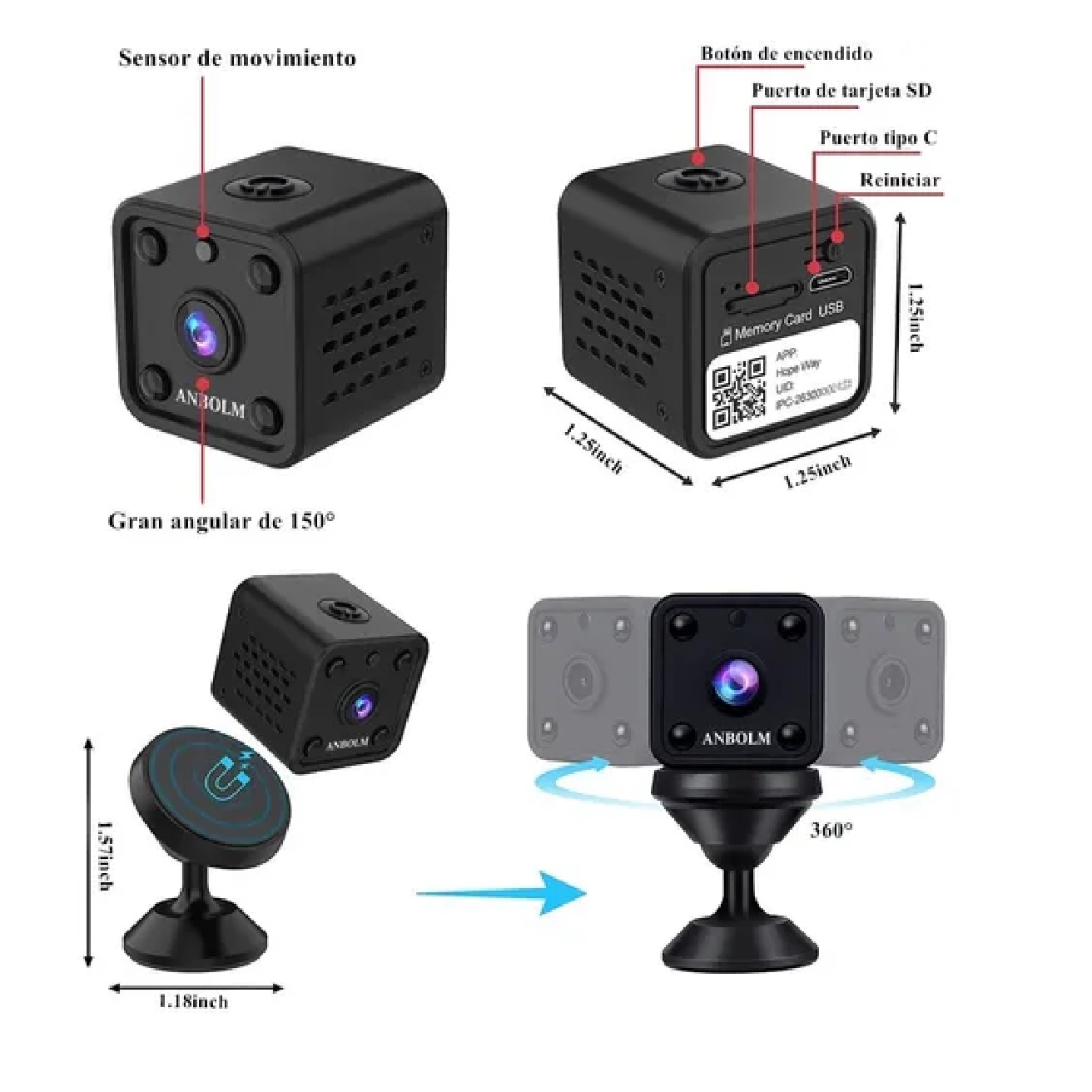 Mini Cámara Espía Wifi Hd 1080p Con Visión Nocturna