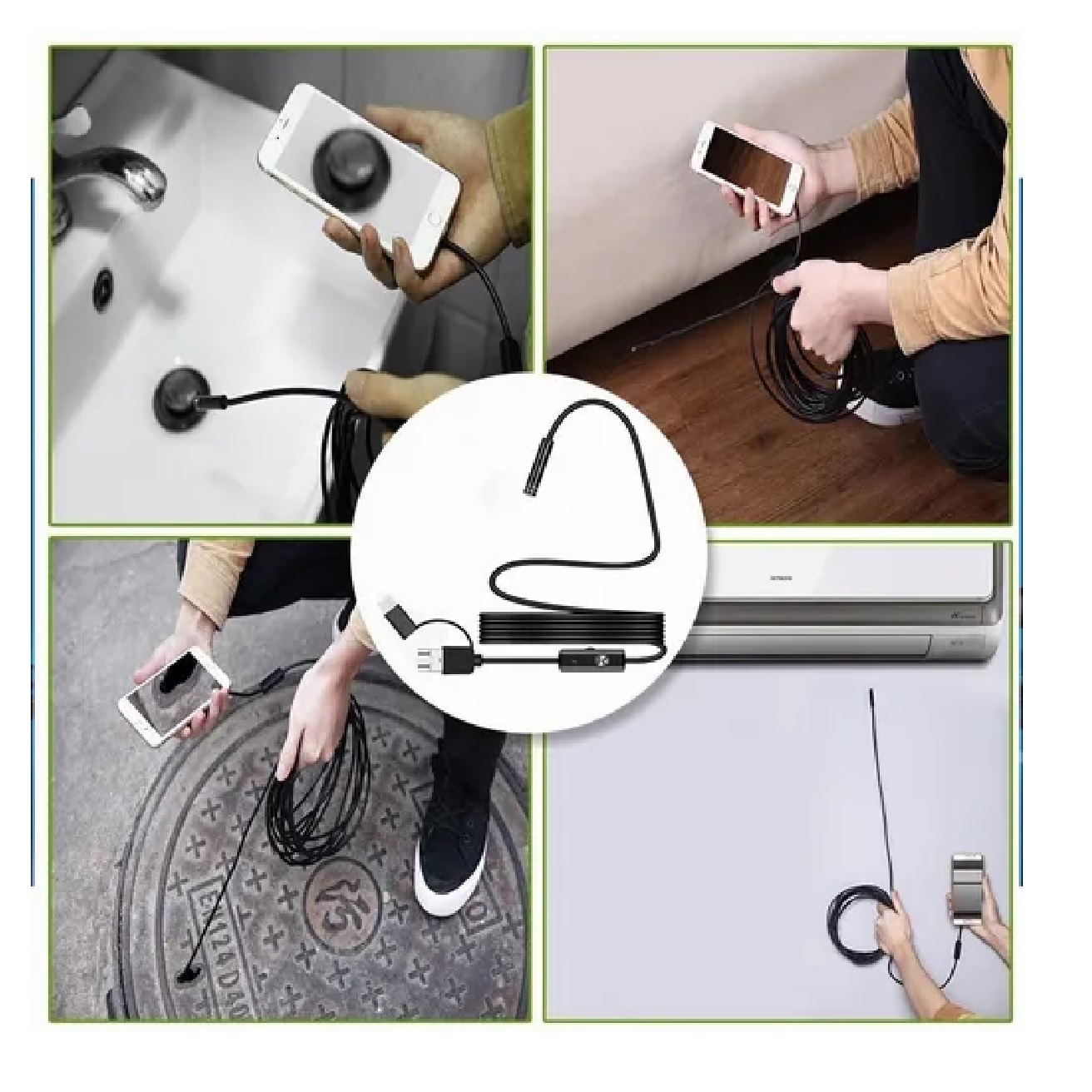 Camara Endoscopio De 5m, Otg Usb 3 En 1 Para Android Y Pc