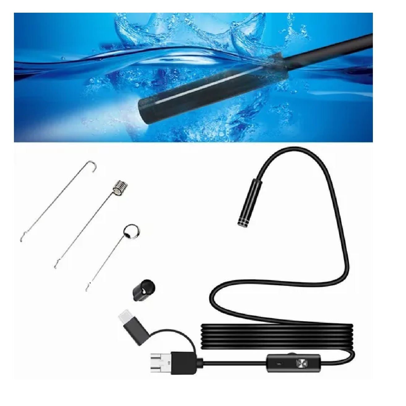 Camara Endoscopio De 5m, Otg Usb 3 En 1 Para Android Y Pc