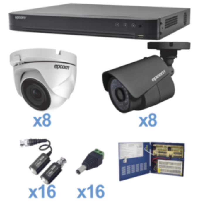 Kit de Vigilancia Epcom KEVTX8T8B/8EW - DVR EV4016TURBO-X - 16 Canales  