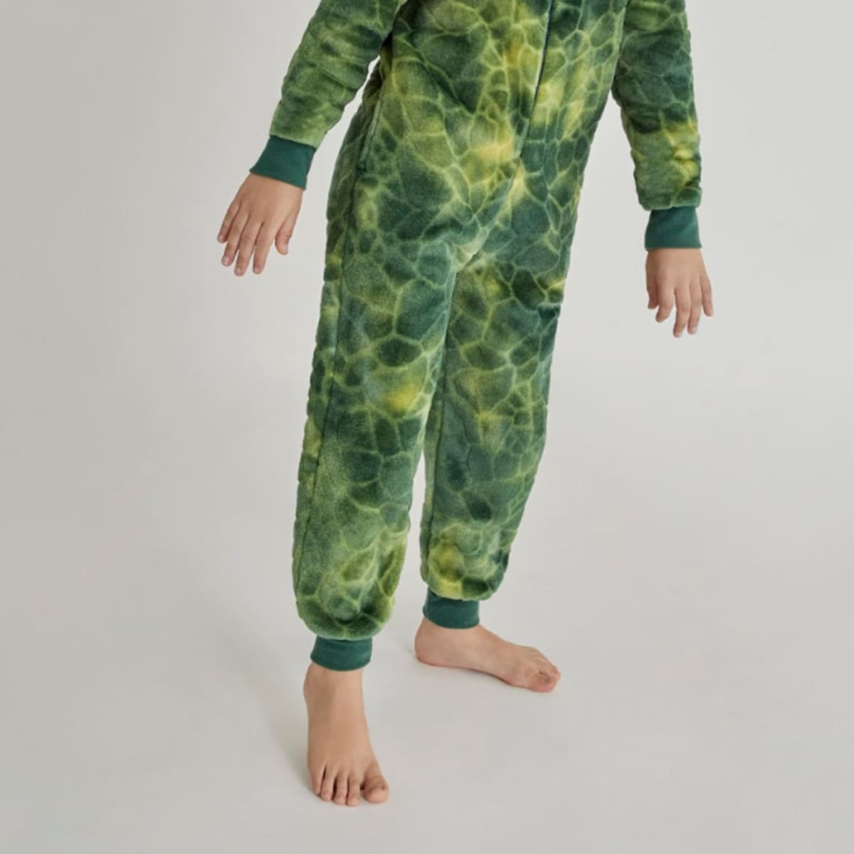 Mameluco 3D marca Next & Co. para niño de dinosaurio, color verde, con capucha desmontable. 