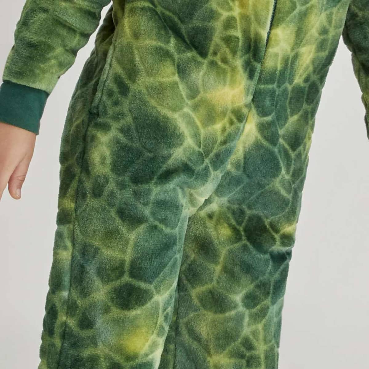 Mameluco 3D marca Next & Co. para niño de dinosaurio, color verde, con capucha desmontable. 