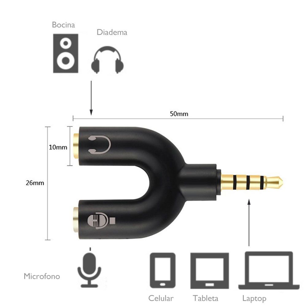 Divisor Audio Estéreo 3.5mm Micrófono Audífono ZJT42
